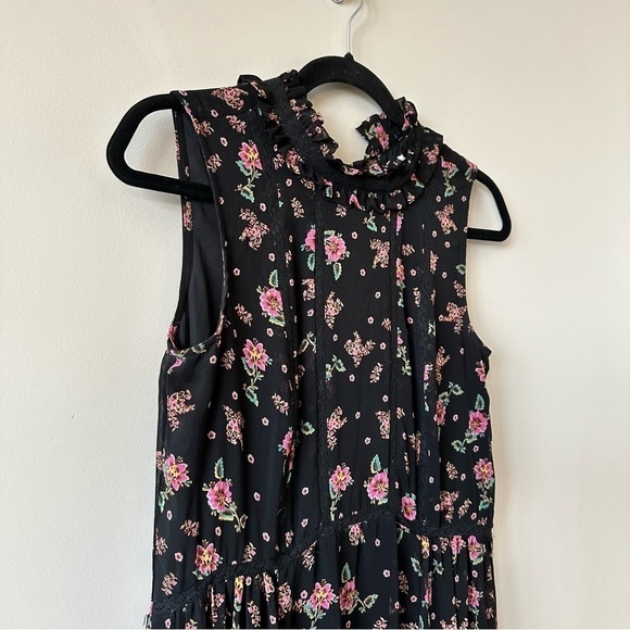 REBECCA Minkoff-Dainty Floral High Neck High Low Sleeveless Dress (Size:XS) - Picture 8 of 14